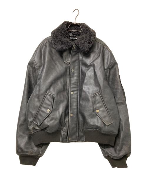 ZARA（ザラ）ZARA (ザラ) フェイクレザージャケット ブラック サイズ:US:Mの古着・服飾アイテム