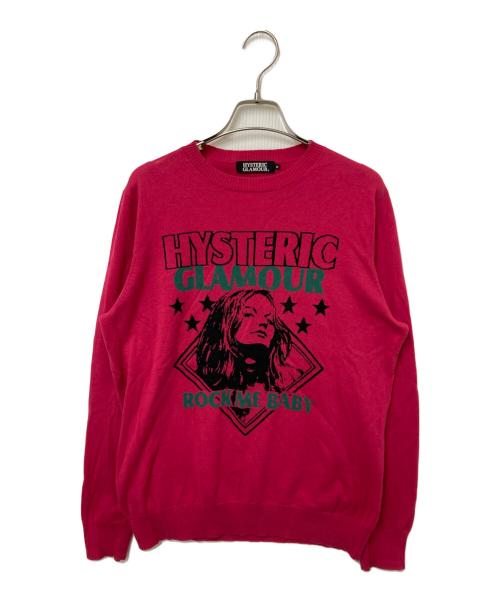 Hysteric Glamour（ヒステリックグラマー）Hysteric Glamour (ヒステリックグラマー) フロントガールデザインニット ピンク サイズ:Mの古着・服飾アイテム