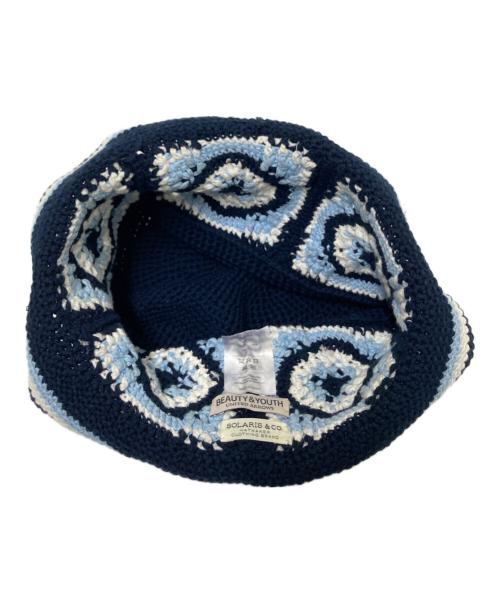 BEAUTY&YOUTH（ビューティーアンドユース）BEAUTY&YOUTH (ビューティーアンドユース) solaris&co (ソラリスアンドコー) クロシェハット ネイビー×ホワイト サイズ:下記参照の古着・服飾アイテム