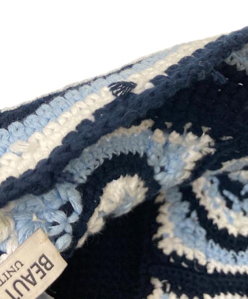 BEAUTY&YOUTH（ビューティーアンドユース）BEAUTY&YOUTH (ビューティーアンドユース) solaris&co (ソラリスアンドコー) クロシェハット ネイビー×ホワイト サイズ:下記参照の古着・服飾アイテム