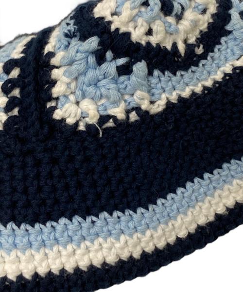 BEAUTY&YOUTH（ビューティーアンドユース）BEAUTY&YOUTH (ビューティーアンドユース) solaris&co (ソラリスアンドコー) クロシェハット ネイビー×ホワイト サイズ:下記参照の古着・服飾アイテム