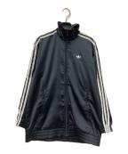 adidasアディダス）の古着「サテン ファイヤーバード トラックトップ フリル」｜ブラック×ホワイト