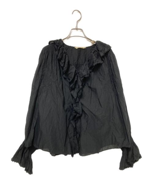 Curensology（カレンソロジー）Curensology (カレンソロジー) ラッフルレースブラウス ブラック サイズ:FREEの古着・服飾アイテム
