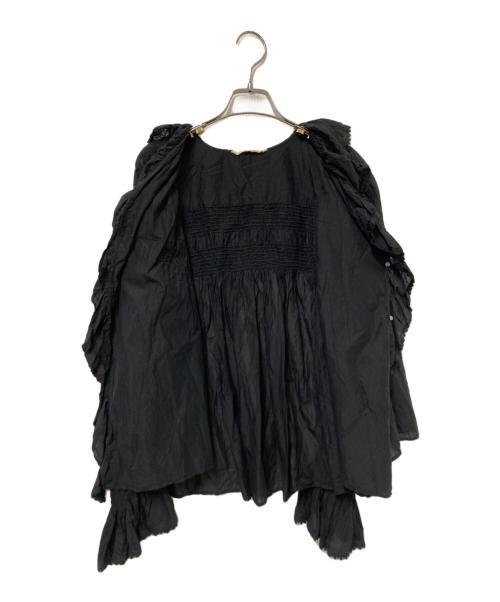 Curensology（カレンソロジー）Curensology (カレンソロジー) ラッフルレースブラウス ブラック サイズ:FREEの古着・服飾アイテム