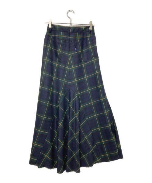 MADISON BLUE（マディソンブルー）MADISON BLUE (マディソンブルー) 5POCKET LONG SK REMAKE TARTAN SKIRT グリーン×イエロー サイズ:00の古着・服飾アイテム