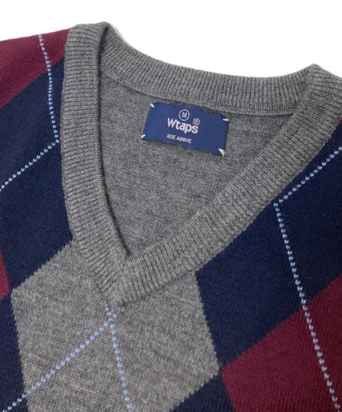 WTAPS（ダブルタップス）WTAPS (ダブルタップス) アーガイルニットベスト グレー サイズ:Mの古着・服飾アイテム