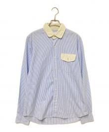 nanamica（ナナミカ）の古着「切替ストライプシャツ」｜ブルー×ホワイト