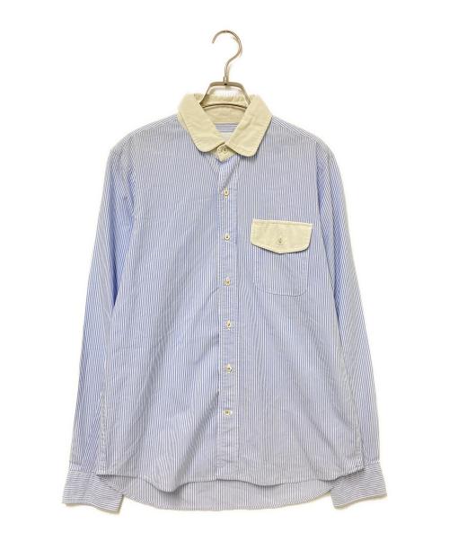 nanamica（ナナミカ）nanamica (ナナミカ) 切替ストライプシャツ ブルー×ホワイト サイズ:Mの古着・服飾アイテム