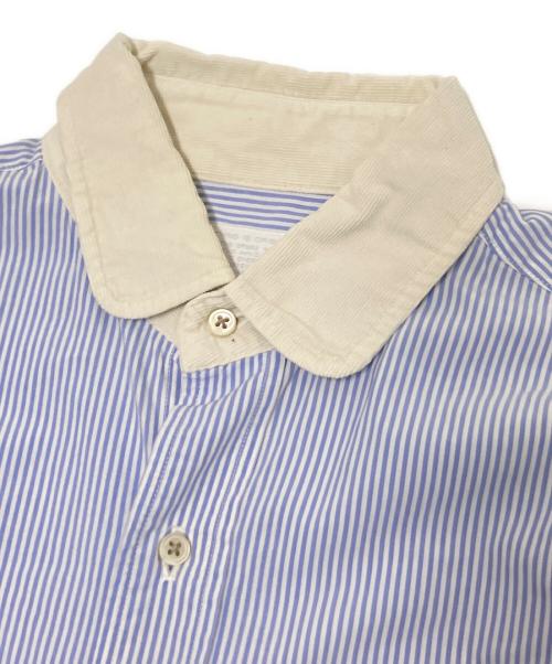 nanamica（ナナミカ）nanamica (ナナミカ) 切替ストライプシャツ ブルー×ホワイト サイズ:Mの古着・服飾アイテム