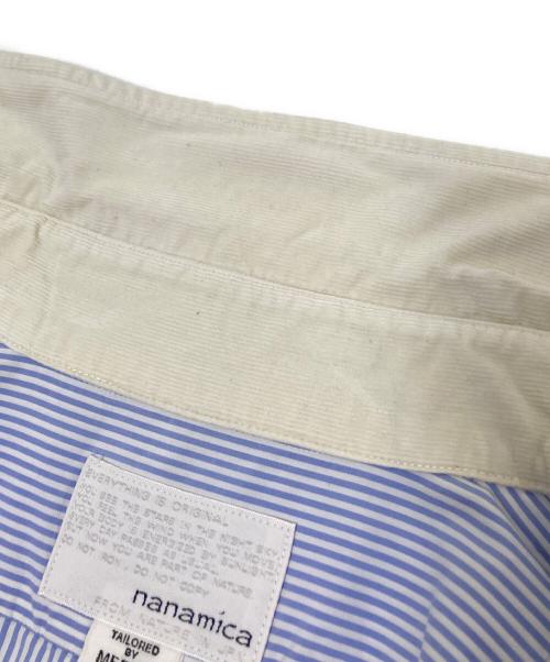 nanamica（ナナミカ）nanamica (ナナミカ) 切替ストライプシャツ ブルー×ホワイト サイズ:Mの古着・服飾アイテム
