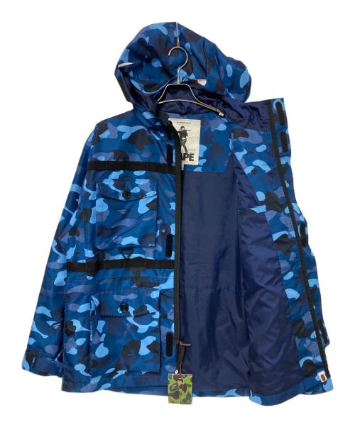 BAPE BY A BATHING APE（ベイプバイアベイシングエイプ）BAPE BY A BATHING APE (ベイプバイアベイシングエイプ) GRADATION CAMO SHARK MASK JACKET ブラック×ブルー サイズ:2XLの古着・服飾アイテム