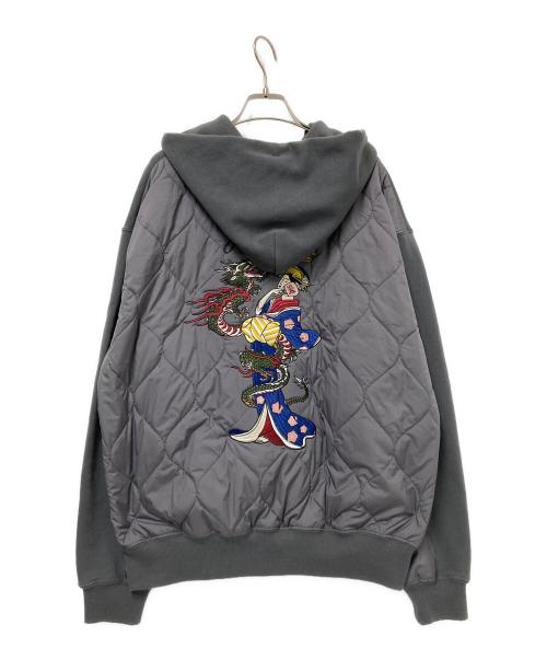 Schott（ショット）Schott (ショット) バック刺繍キルティングパーカー グレー サイズ:XLの古着・服飾アイテム