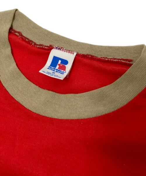 RUSSELL ATHLETIC（ラッセルアスレチック）RUSSELL ATHLETIC (ラッセルアスレチック) 90s リンガーTシャツ ベージュ×レッド サイズ:Mの古着・服飾アイテム