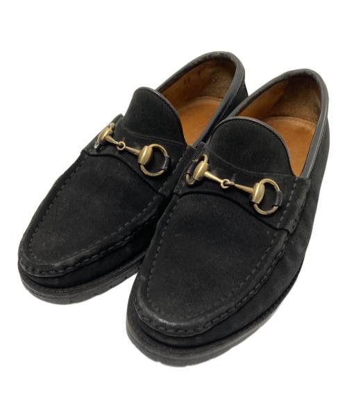GUCCI（グッチ）GUCCI (グッチ) スウェードホースビットローファー ブラック サイズ:39Eの古着・服飾アイテム