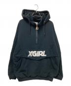 STARTER BLACK LABEL×X-GIRLスターターブラックレーベル×エックスガール）の古着「ハーフジップパーカー」｜ブラック