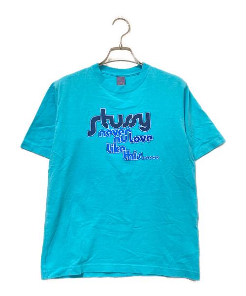 stussy（ステューシー）stussy (ステューシー) 90‘SプリントTシャツ ブルー サイズ:Mの古着・服飾アイテム