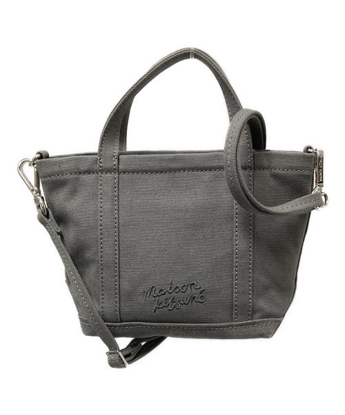 maison kitsune（メゾンキツネ）maison kitsune (メゾンキツネ) FOX HEAD MINI TOTE グレー サイズ:下記参照の古着・服飾アイテム