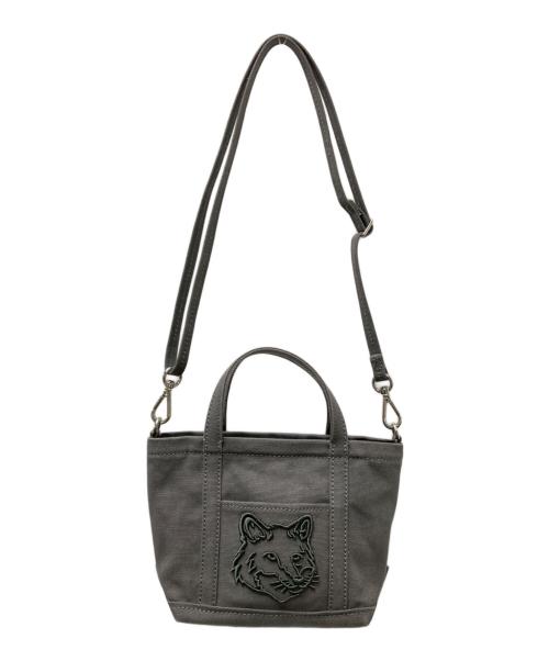 maison kitsune（メゾンキツネ）maison kitsune (メゾンキツネ) FOX HEAD MINI TOTE グレー サイズ:下記参照の古着・服飾アイテム