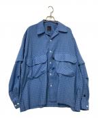 DAIWA PIER39ダイワ ピア39）の古着「TECH SPORTS OPEN COLLAR SHIRTS L/S MINI PLAIDS」｜ブルー
