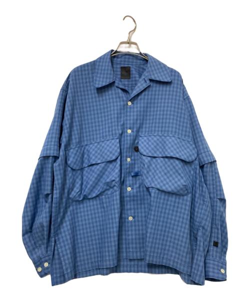 DAIWA PIER39（ダイワ ピア39）DAIWA PIER39 (ダイワ ピア39) TECH SPORTS OPEN COLLAR SHIRTS L/S MINI PLAIDS ブルー サイズ:Sの古着・服飾アイテム
