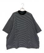 is-nessイズネス）の古着「BALLOON STRIPES T SHIRT」｜ブラック×ホワイト