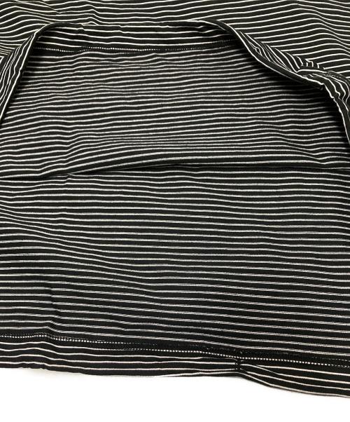 is-ness（イズネス）is-ness (イズネス) BALLOON STRIPES T SHIRT ブラック×ホワイト サイズ:Lの古着・服飾アイテム