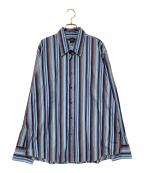 BOSS HUGO BOSSボス ヒューゴボス）の古着「ストライプシャツ」｜ブルー×オレンジ