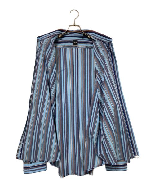 BOSS HUGO BOSS（ボス ヒューゴボス）BOSS HUGO BOSS (ボス ヒューゴボス) ストライプシャツ ブルー×オレンジ サイズ:XXLの古着・服飾アイテム