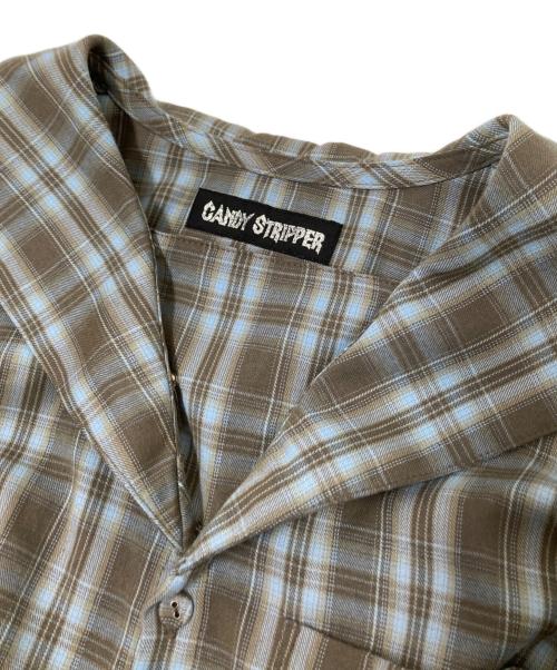 Candy Stripper（キャンディーストリッパー）Candy Stripper (キャンディーストリッパー) SAILOR CHECK SHIRT ブルー×ベージュ サイズ:FREEの古着・服飾アイテム
