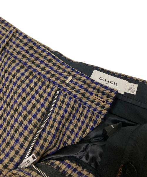 COACH（コーチ）COACH (コーチ) ウールパンツ ベージュ×ブルー サイズ:28の古着・服飾アイテム