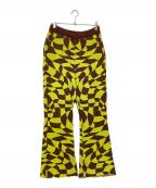 MAISON SPECIALメゾンスペシャル）の古着「ブーツカットニットパンツ」｜ブラウン×グリーン