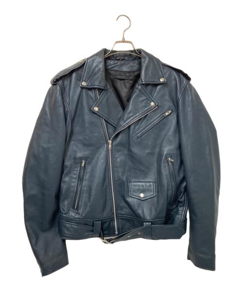 RHENIUM（レニウム）RHENIUM (レニウム) レザーライダースジャケット ネイビー サイズ:40の古着・服飾アイテム