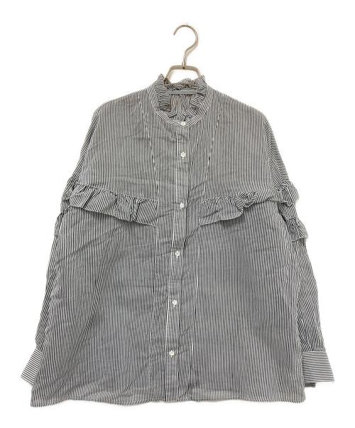 Spick and Span（スピック＆スパン）Spick and Span (スピック＆スパン) コットンシルクティアードフリルスリーブブラウス ホワイト×グレー サイズ:FREEの古着・服飾アイテム