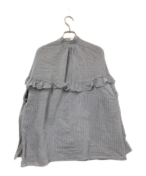 Spick and Span（スピック＆スパン）Spick and Span (スピック＆スパン) コットンシルクティアードフリルスリーブブラウス ホワイト×グレー サイズ:FREEの古着・服飾アイテム