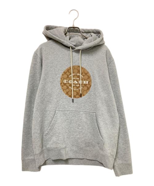 COACH（コーチ）COACH (コーチ) シグネチャープリントフーディー グレー サイズ:Mの古着・服飾アイテム