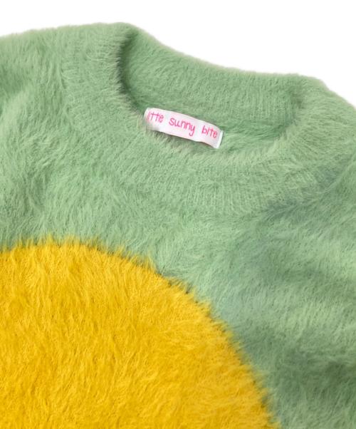 little sunny bite（リトルサニーバイト）little sunny bite (リトルサニーバイト) lsb smile big knit グリーン×イエロー サイズ:Fの古着・服飾アイテム