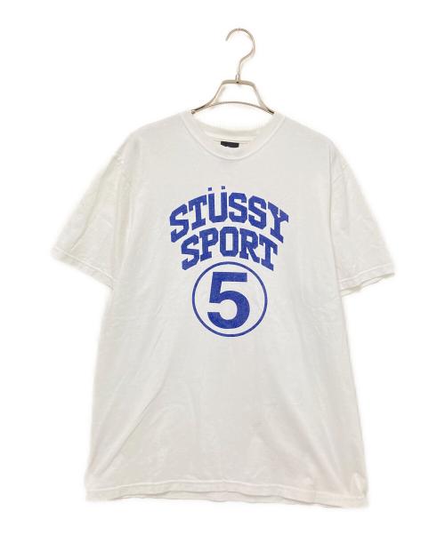 stussy（ステューシー）stussy (ステューシー) 5 SPORT TEE ホワイト×ネイビー サイズ:Mの古着・服飾アイテム
