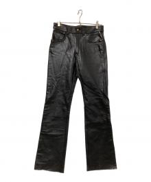 BOOTS CUT（ブーツカット）の古着「レザーパンツ」｜ブラック