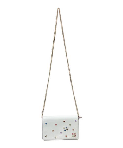 Kate Spade（ケイトスペード）Kate Spade (ケイトスペード) マルゴー エナメル スペード チェーン ウォレット ホワイト サイズ:下記参照の古着・服飾アイテム