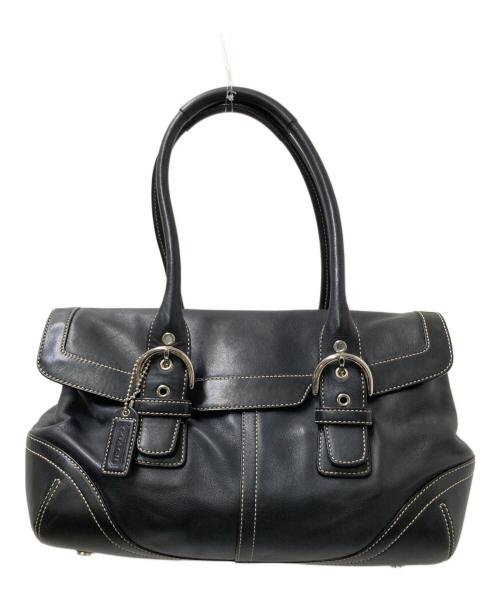COACH（コーチ）COACH (コーチ) フラップサッチェルハンドバッグ ブラック サイズ:下記参照の古着・服飾アイテム