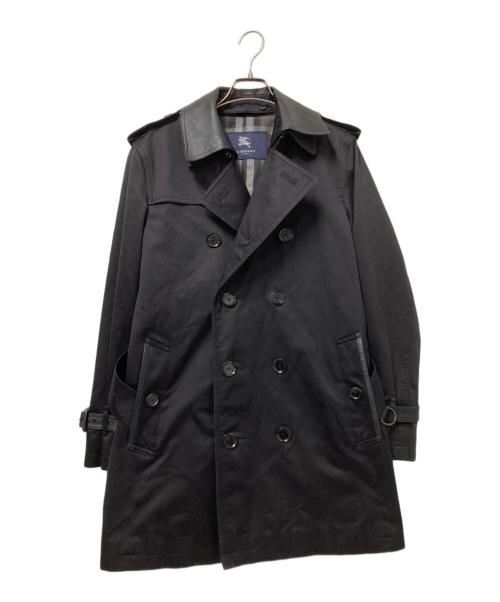 BURBERRY LONDON（バーバリーロンドン）BURBERRY LONDON (バーバリーロンドン) レザー切替トレンチコート ブラック サイズ:Mの古着・服飾アイテム