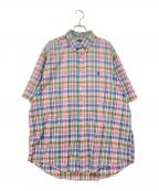 RALPH LAURENラルフローレン）の古着「半袖チェック柄BDシャツ」｜ピンク×ホワイト