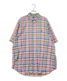 RALPH LAUREN（ラルフローレン）の古着「半袖チェック柄BDシャツ」｜ピンク×ホワイト