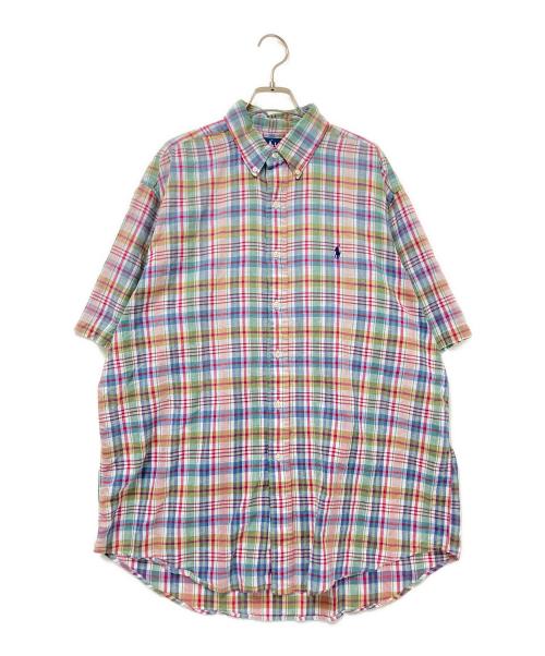 RALPH LAUREN（ラルフローレン）RALPH LAUREN (ラルフローレン) 半袖チェック柄BDシャツ ピンク×ホワイト サイズ:Lの古着・服飾アイテム