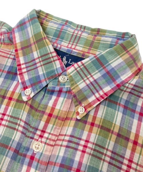 RALPH LAUREN（ラルフローレン）RALPH LAUREN (ラルフローレン) 半袖チェック柄BDシャツ ピンク×ホワイト サイズ:Lの古着・服飾アイテム