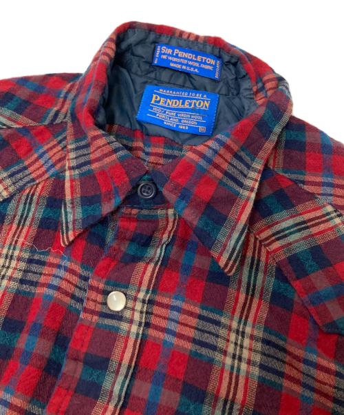 PENDLETON（ペンドルトン）PENDLETON (ペンドルトン) ウール ウエスタンシャツ ネイビー×レッド サイズ:Mの古着・服飾アイテム