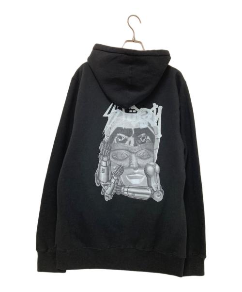 stussy（ステューシー）stussy (ステューシー) 00‘Sメタルプリントプルオーバーパーカー ブラック サイズ:Mの古着・服飾アイテム