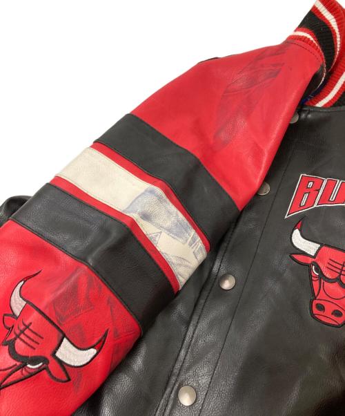 NBA（エヌビーエー）NBA (エヌビーエー) レザースタジャン ブラック×レッド サイズ: Lの古着・服飾アイテム