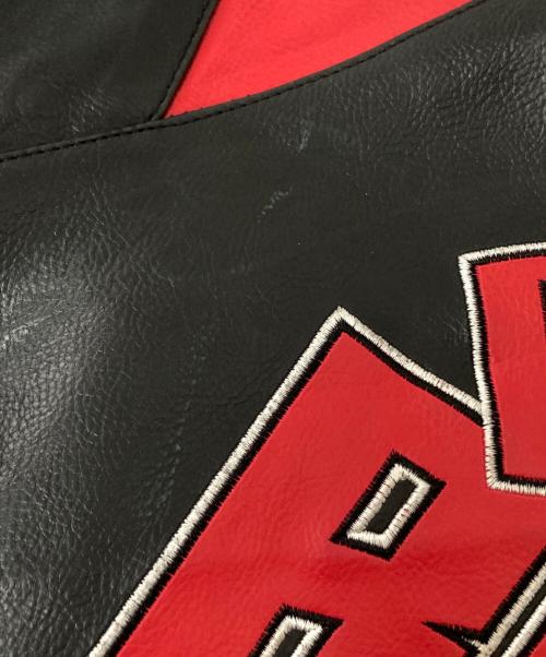 NBA（エヌビーエー）NBA (エヌビーエー) レザースタジャン ブラック×レッド サイズ: Lの古着・服飾アイテム