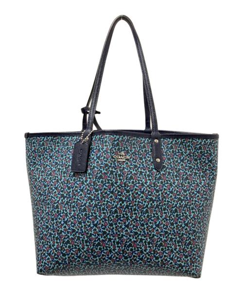 COACH（コーチ）COACH (コーチ) リバーシブルトートバッグ ブルー×ネイビー サイズ:下記参照の古着・服飾アイテム